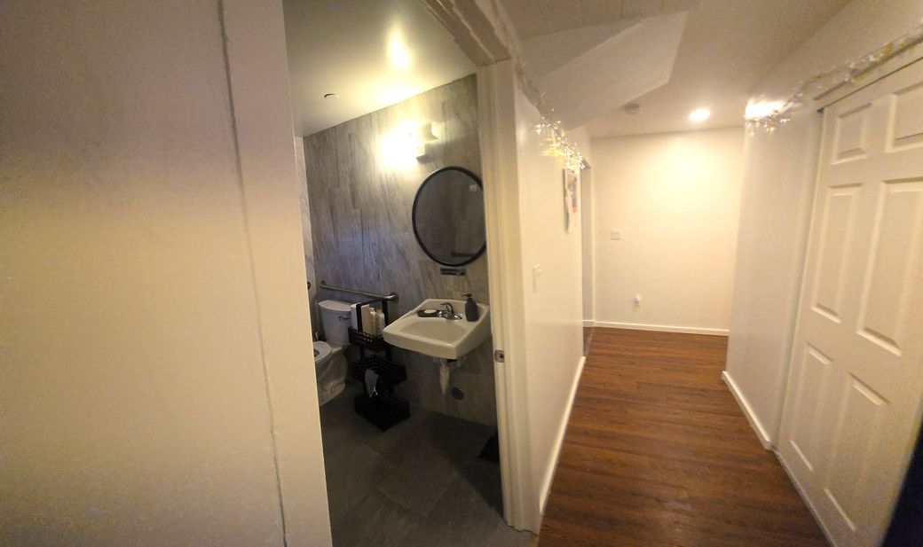 Accessible bathroom with grab bars